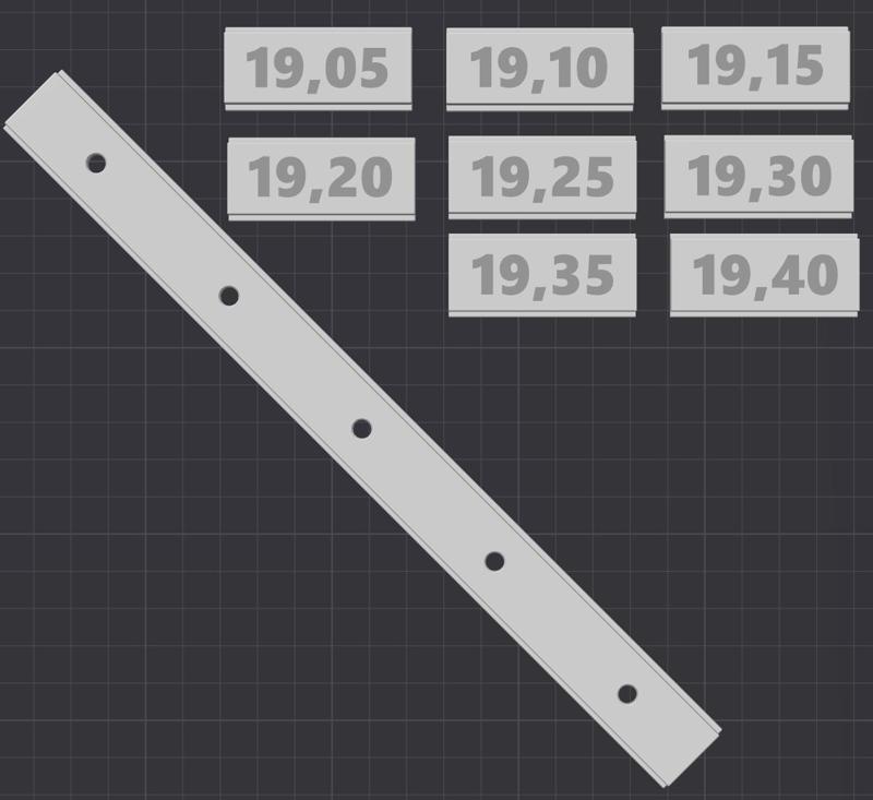 T-Track tolerance pieces (19.05-19.40mm)