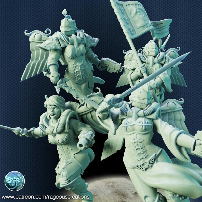 4X Battle Angels 3D printable presupported.