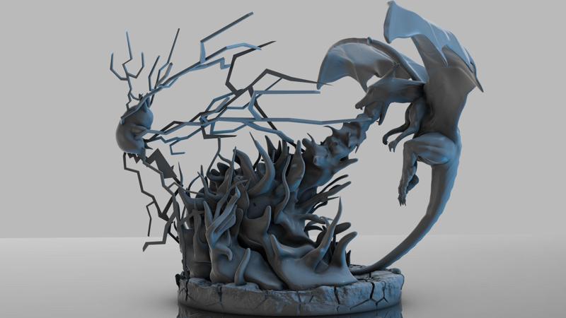 Pokemon Charizard Vs Pikachu Fire And Thunder Battle