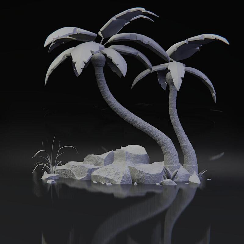 palms with rocks 3d print model