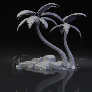 palms with rocks 3d print model