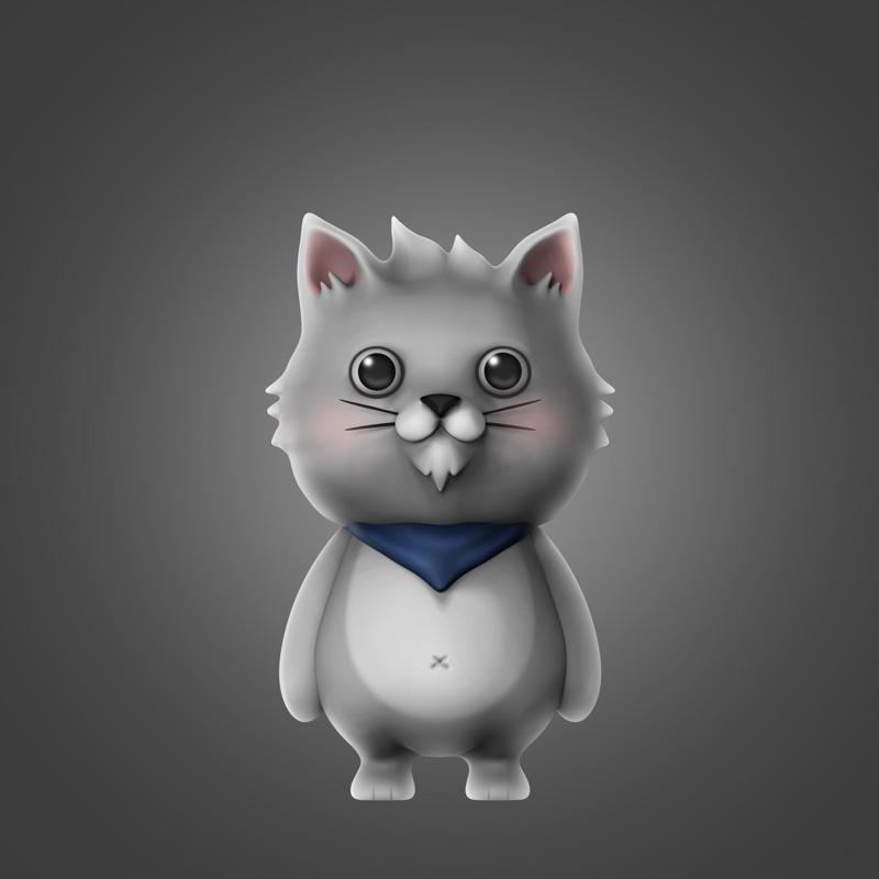 Cat 3D Model Print with bandana