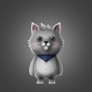 Cat 3D Model Print with bandana