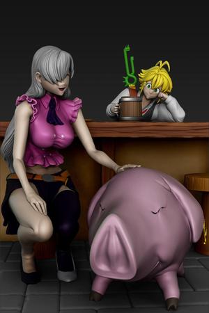 Elizabeth Meliodas and Hawk - Nanatsu no Taizai Fan model