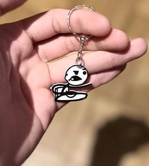 Cat table girls meme Keychain