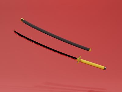 Yoriichi Sword - Demon Slayer kimetsu no yaiba Low-poly