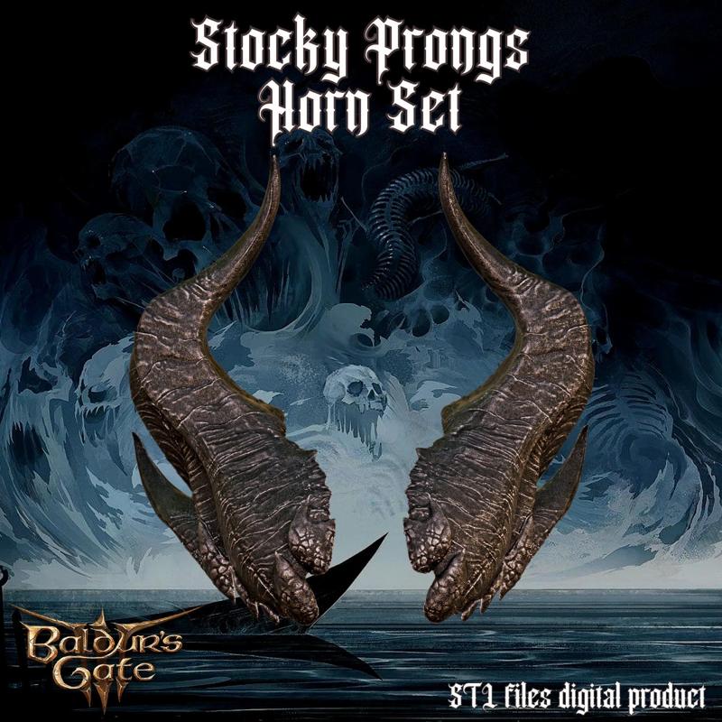 Fantasy Tiefling Stocky Prongs Horns Set Baldurs Gate 3