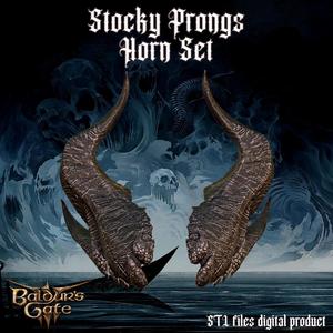 Fantasy Tiefling Stocky Prongs Horns Set Baldurs Gate 3