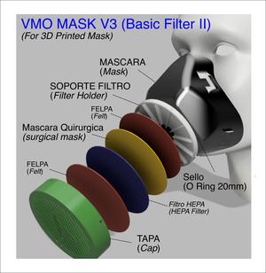 VMO MASK V3 BASIC FILTER - 3D-PRINTED PROTECTIVE - Coronavirus COVID-19