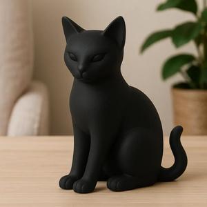 Modern Black Cat Figurine   