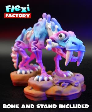 Flexi Factory Skeleton Saber Tooth Tiger with Stand, Bone and 3MF Included!
