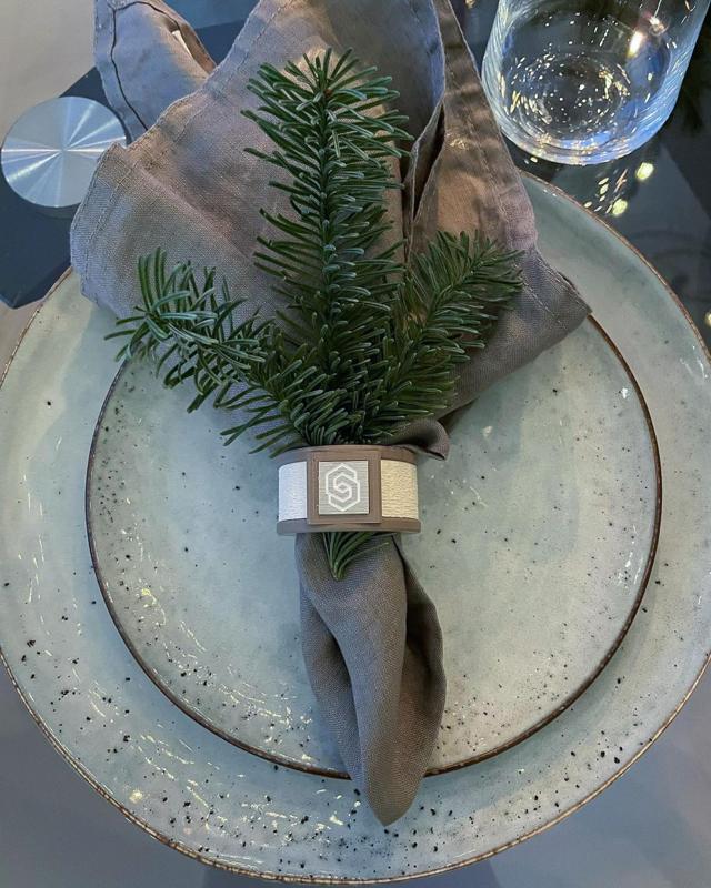 Rome fuzzy earth/sand napkin ring set of 4