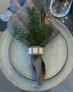 Rome fuzzy earth/sand napkin ring set of 4