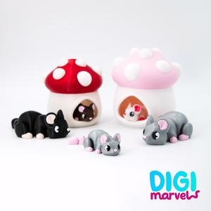 Tiny Mouse Flexi + Keychain + Mushroom Hideout