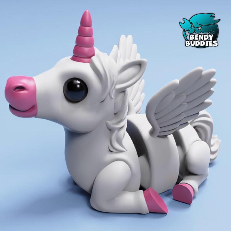 Fluffy Alicorn / Winged Unicorn Articulated / Print-in-Place Animal Creature / Wild Beast / Cute Monster / Fantasy World Encounter