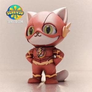 Flash Cat - Flexi Keychain & Backpack Buddy - No Supports 3D Print STL/3MF