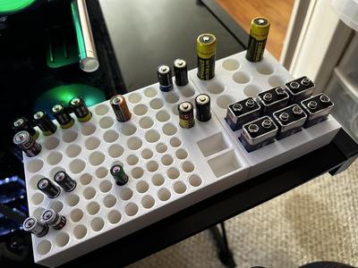 (18650 + 9v) + (AA + AAA + 9v) Battery Trey / Holder / Organizer