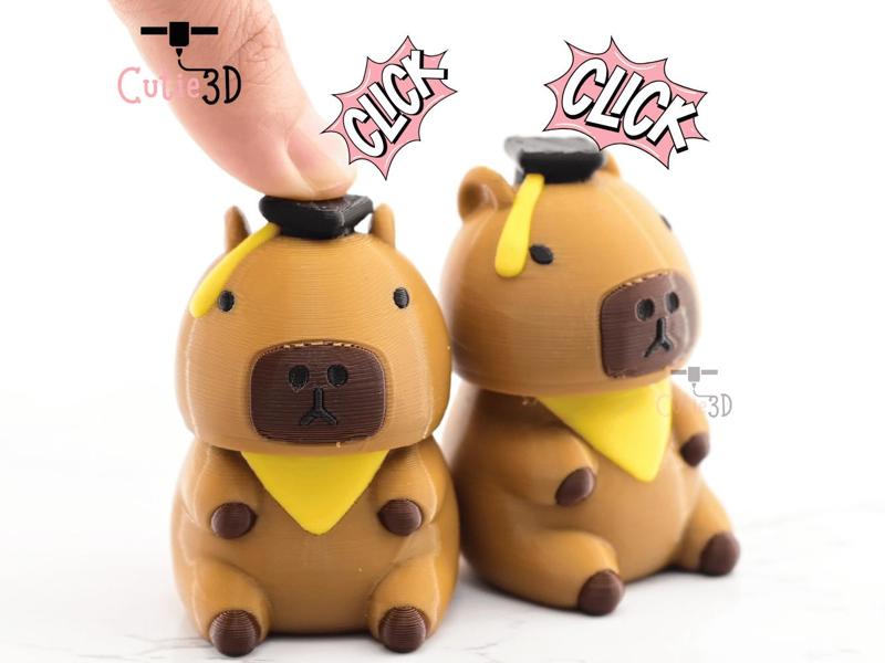 Cutie3D Graduation Capybara Keycap Fidget Clicker Keychain - Cute Backpack Keychain