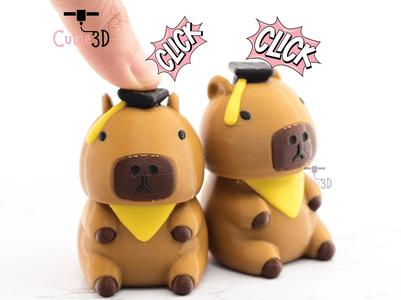 Cutie3D Graduation Capybara Keycap Fidget Clicker Keychain - Cute Backpack Keychain