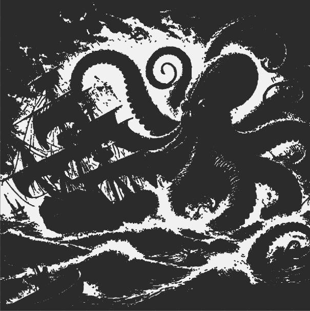 Spectacular lamp of a kraken attacking a ship!