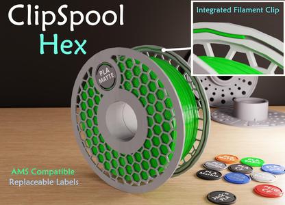 Filament Spool with Integrated Filament Clip