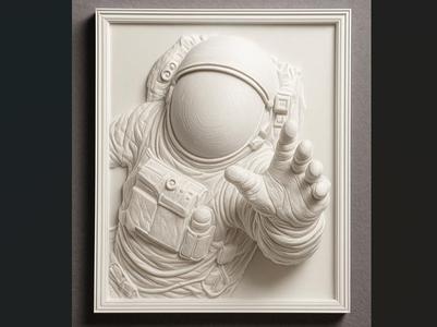 3D Relief "Astronaut in Action"