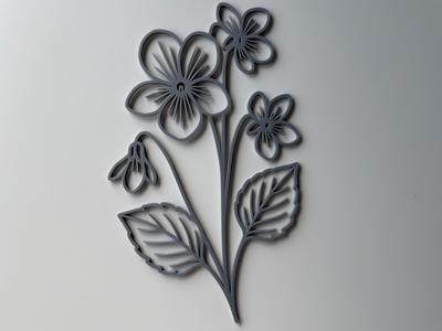 Violet Flower Meadow Wall Decor Window Picture