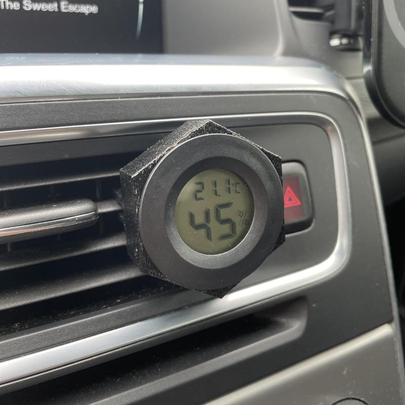 Car mount for thermometer w. humidifier