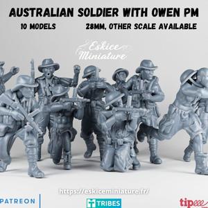 Australian ww2 soldier with Owen PM - 28mm