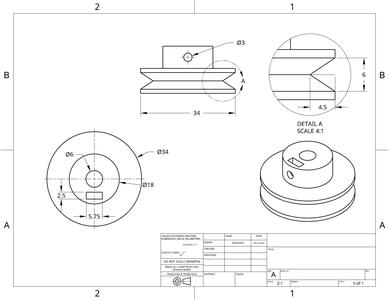 6mm Bore Single Groove Pulley for Round Belt