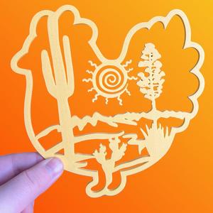 Desert chicken wall art 