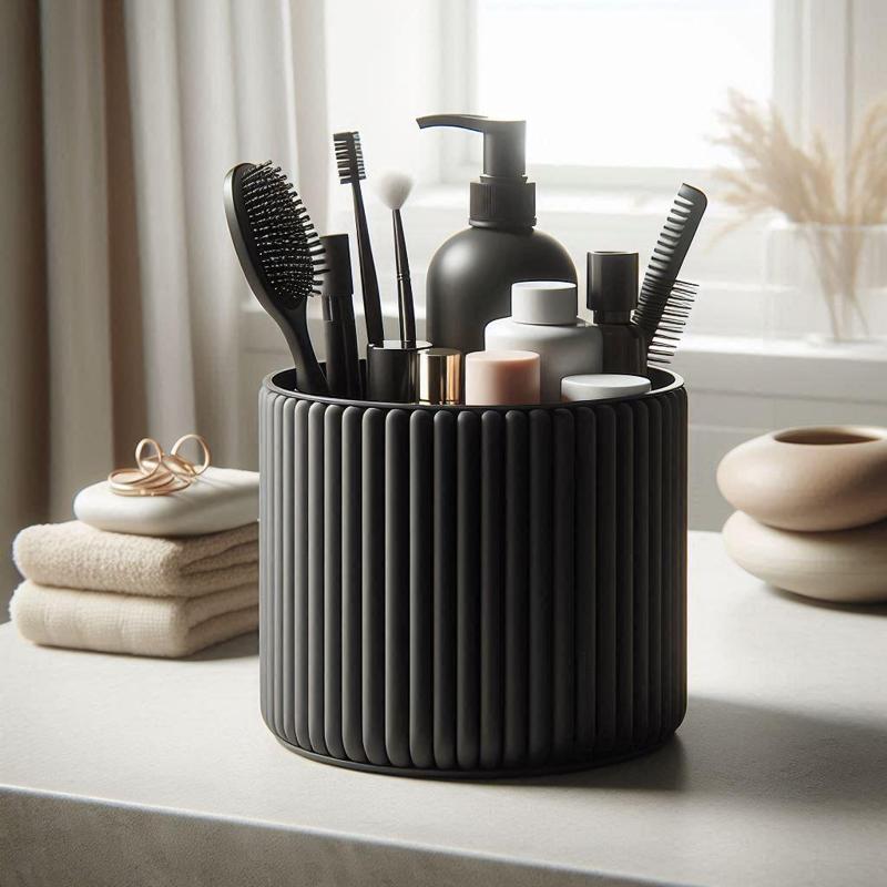 Modern Ribbed Bathroom Organizer, Make- Up Cup