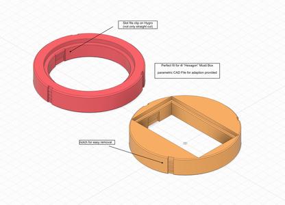 Round & Rectangular Hygrometer Adapter for Musli Box Lid  (full parametric)