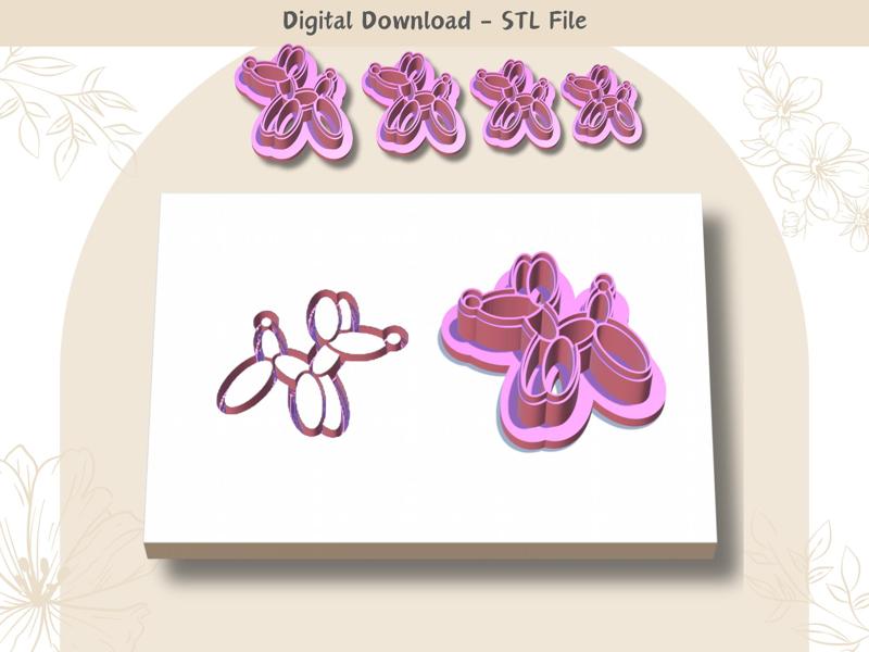 Balloon Puppy Clay Cutter for Polymer Clay | Digital STL File | Clay Tools | 4 Sizes Summer Clay Cut