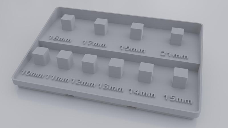 Gridfinity Socket Storage (3/8" Metric)