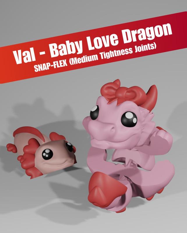 Val, Baby Love Dragon - Articulated Dragon Snap-Flex Fidget (Medium Tightness Joints)