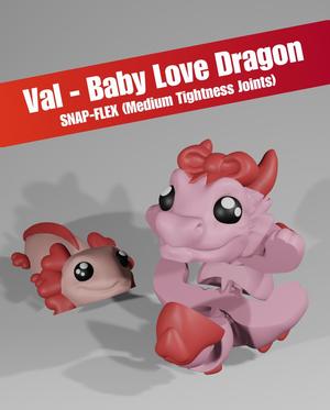 Val, Baby Love Dragon - Articulated Dragon Snap-Flex Fidget (Medium Tightness Joints)