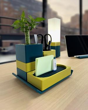 Desk Organizers Tray Mini Planter - Office Accessories Set