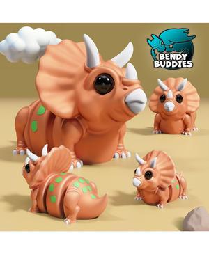 Topsy Cute Triceratops / Dinosaur Articulated / Print-in-Place Dino Creature / Wild Jurassic Beast