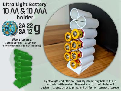 AA & AAA Ultra Light Battery Holder Dispenser