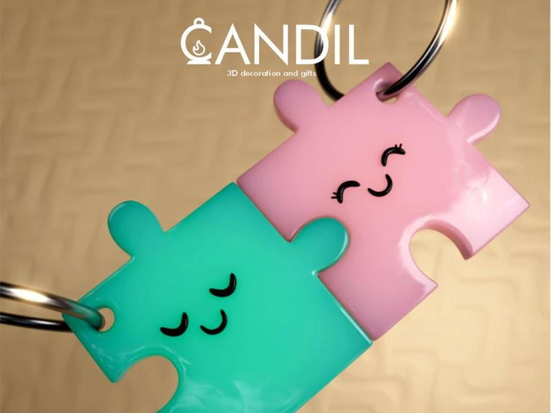 Couple's Puzzle Keychain Pieces