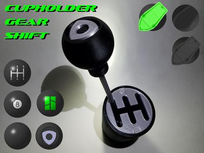 Cupholder Gear Shifter, 8 Knobs + Fidget Rotary