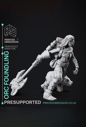 Orc - Foundling - PRESUPPORTED - Illustrated and Stats - 32mm scale			