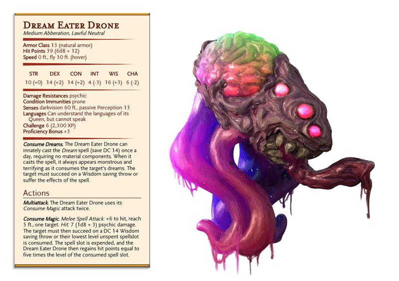 Dream Eater - Weird Shores - PRESUPPORTED - Illustrated and Stats - 32mm scale			 