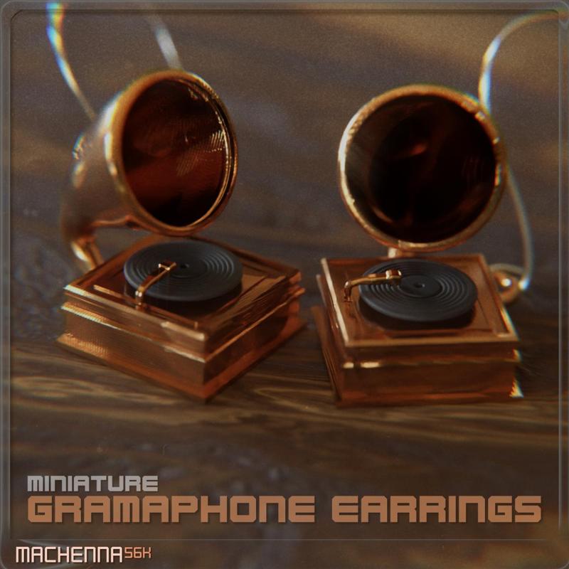 Miniature Gramaphone Earrings | 20s Retro