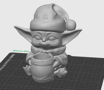 Christmas Grogu - Xmas Candle Holder - 3D print STL and multicolor 3MF file