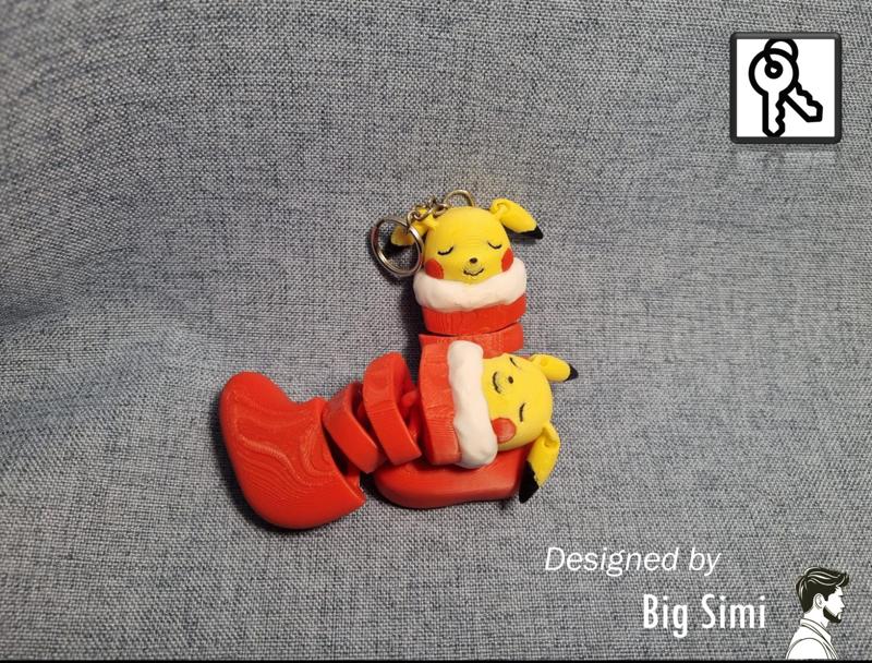 Flexi Sleepy Christmas Pikachu Keychain