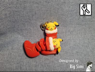 Flexi Sleepy Christmas Pikachu Keychain