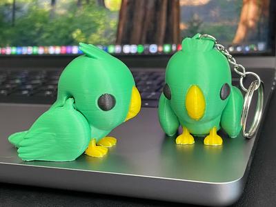 Articulated Baby Parrot (Toy + Keychain)