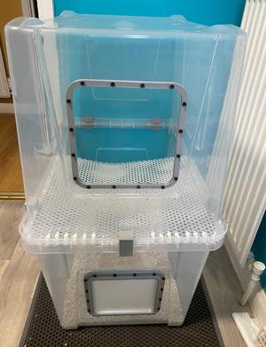 One way Cat litter box door + Upper opening + Clip